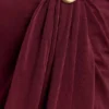Bridget Slinky Maxi Skirt With Hardware – Burgundy