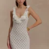 Brigid Ruffle Knit Sleeveless Dress – Ivory