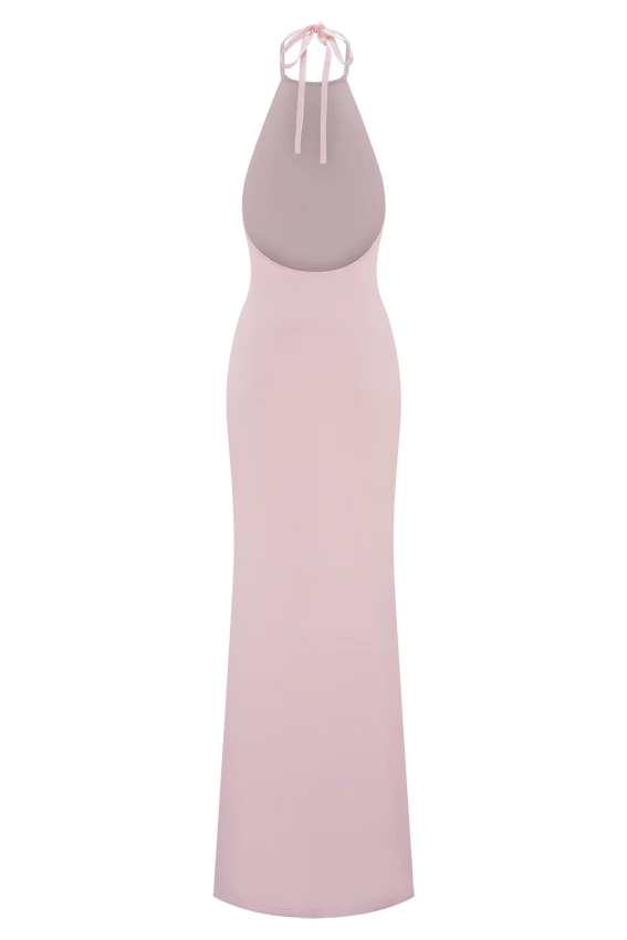 Brock Knit Halter Maxi Dress – Baby Pink Brock Knit Halter Maxi Dress – Baby Pink