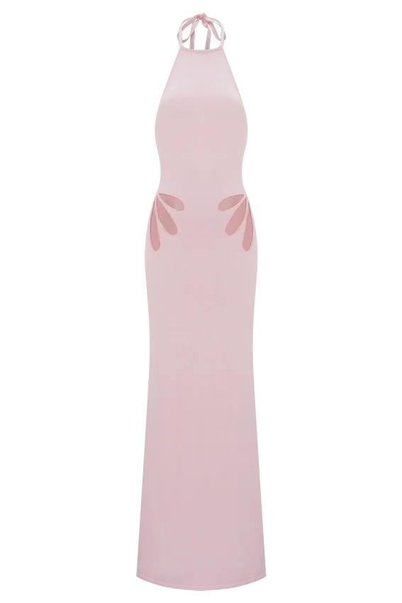 Brock Knit Halter Maxi Dress – Baby Pink Brock Knit Halter Maxi Dress – Baby Pink