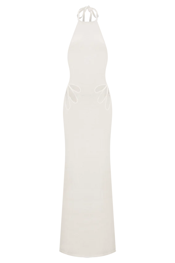 Brock Knit Halter Maxi Dress – White Brock Knit Halter Maxi Dress – White