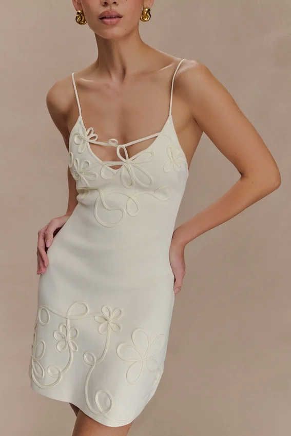 Brullo Embroidery Knit Mini Dress – Ivory Brullo Embroidery Knit Mini Dress – Ivory