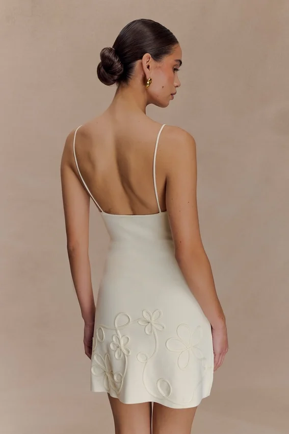 Brullo Embroidery Knit Mini Dress – Ivory Brullo Embroidery Knit Mini Dress – Ivory