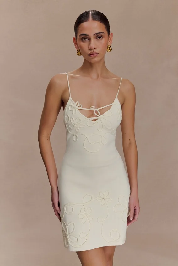 Brullo Embroidery Knit Mini Dress – Ivory Brullo Embroidery Knit Mini Dress – Ivory