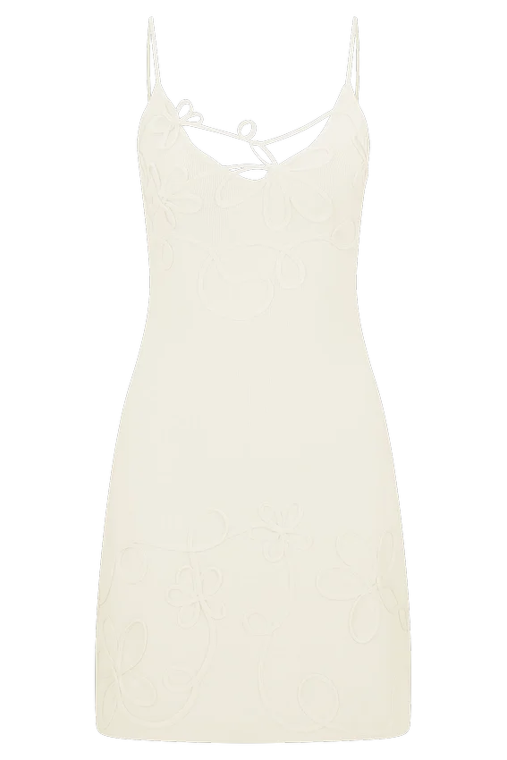Brullo Embroidery Knit Mini Dress – Ivory Brullo Embroidery Knit Mini Dress – Ivory