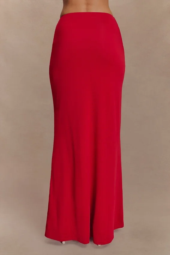 Bruna Slinky Fishtail Maxi Skirt – Red Bruna Slinky Fishtail Maxi Skirt – Red