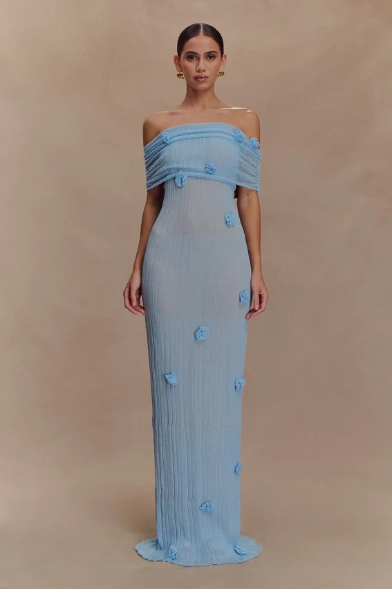 Brynn Orchid Knit Maxi Dress – Baby Blue Brynn Orchid Knit Maxi Dress – Baby Blue