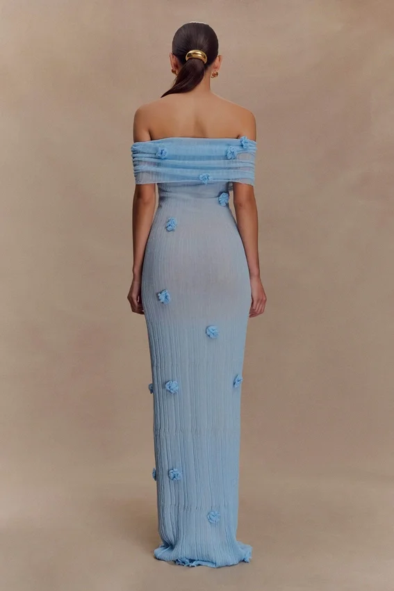 Brynn Orchid Knit Maxi Dress – Baby Blue Brynn Orchid Knit Maxi Dress – Baby Blue