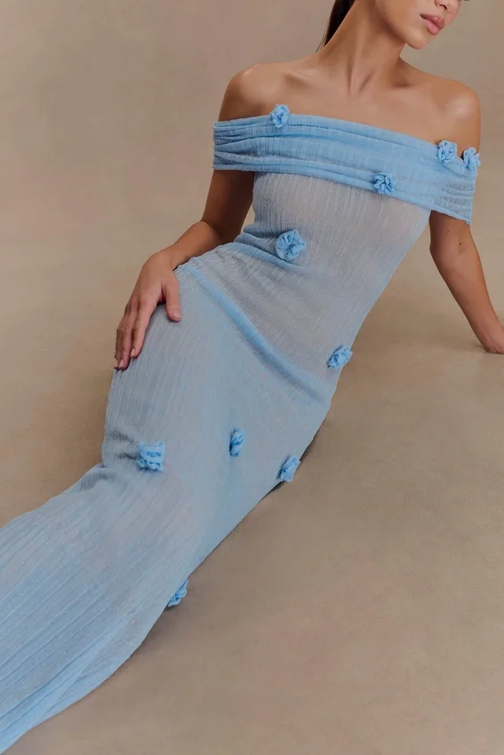 Brynn Orchid Knit Maxi Dress – Baby Blue Brynn Orchid Knit Maxi Dress – Baby Blue