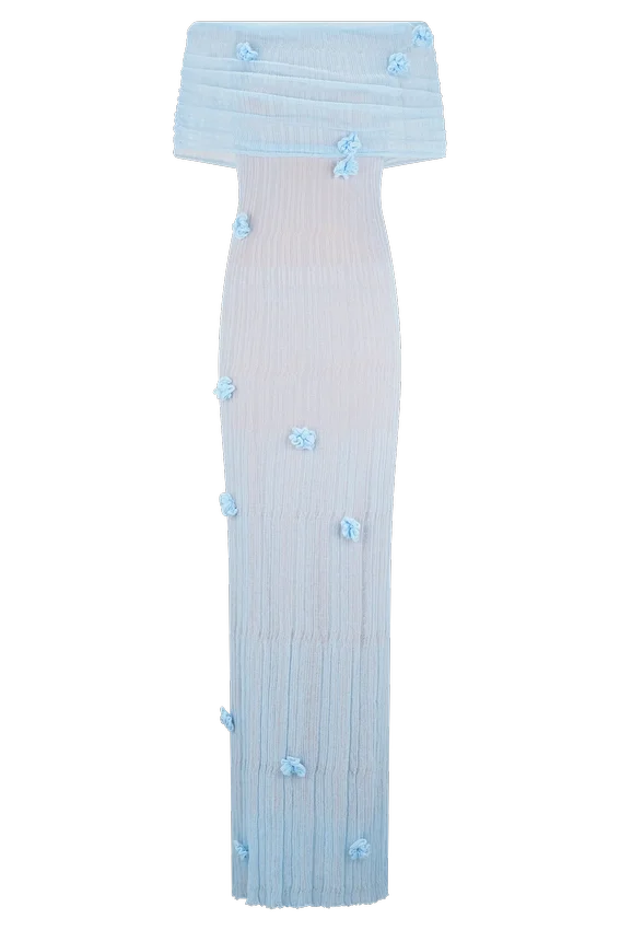 Brynn Orchid Knit Maxi Dress – Baby Blue Brynn Orchid Knit Maxi Dress – Baby Blue