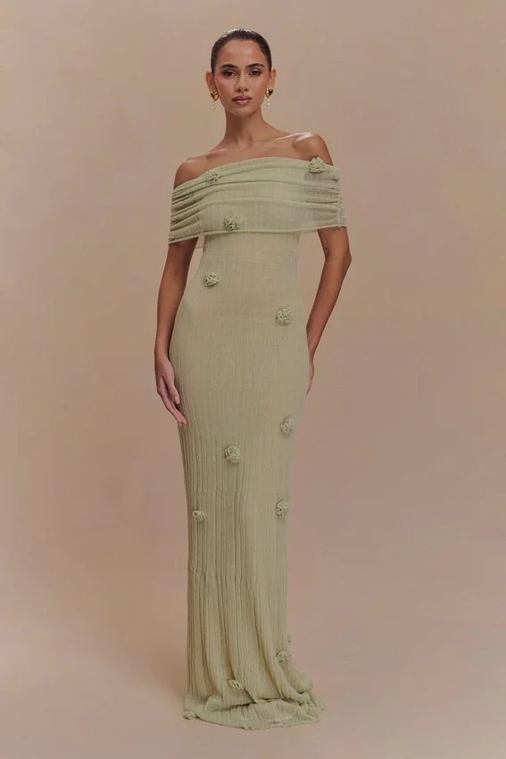 Brynn Orchid Knit Maxi Dress – Pastel Green Brynn Orchid Knit Maxi Dress – Pastel Green