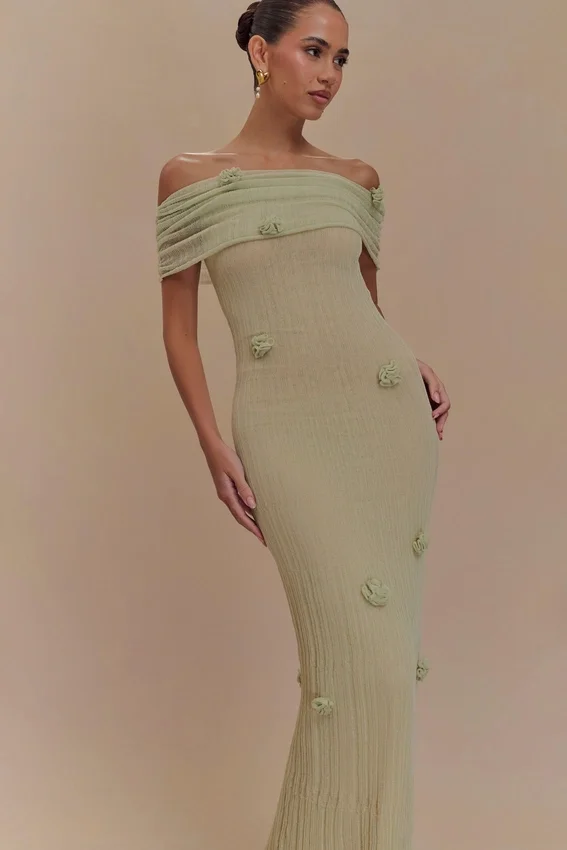 Brynn Orchid Knit Maxi Dress – Pastel Green Brynn Orchid Knit Maxi Dress – Pastel Green
