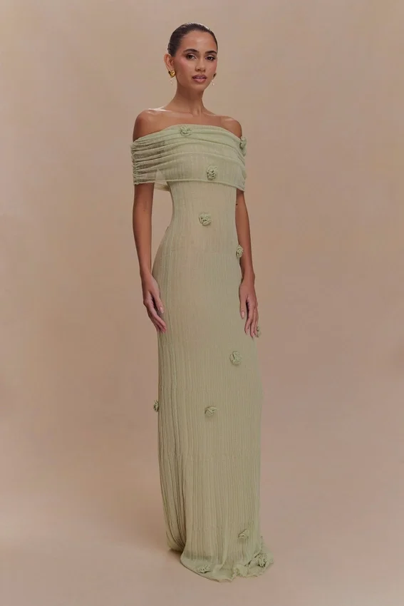 Brynn Orchid Knit Maxi Dress – Pastel Green Brynn Orchid Knit Maxi Dress – Pastel Green