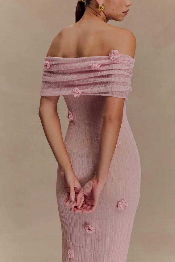 Brynn Orchid Knit Maxi Dress – Pastel Pink Brynn Orchid Knit Maxi Dress – Pastel Pink