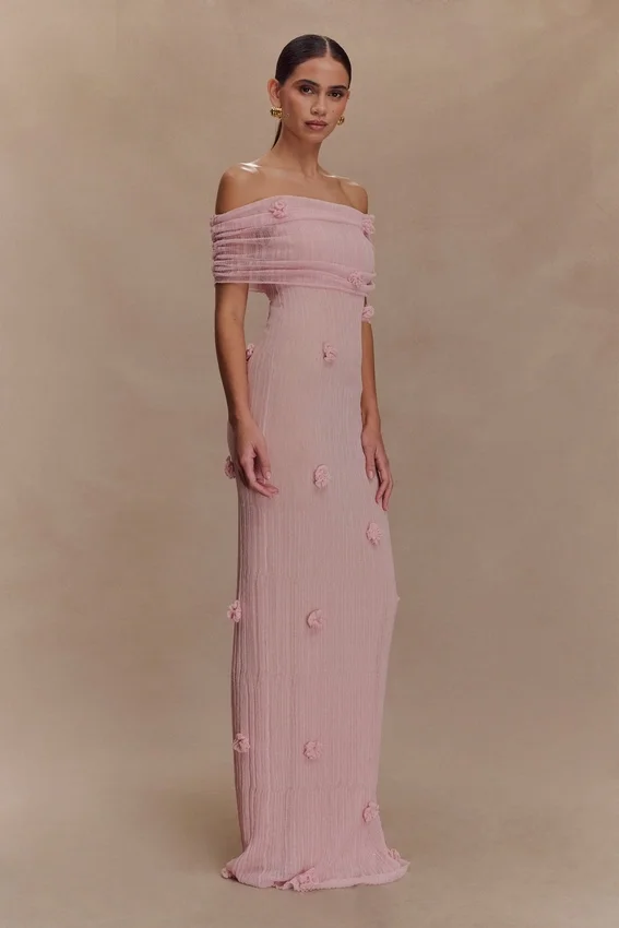 Brynn Orchid Knit Maxi Dress – Pastel Pink Brynn Orchid Knit Maxi Dress – Pastel Pink