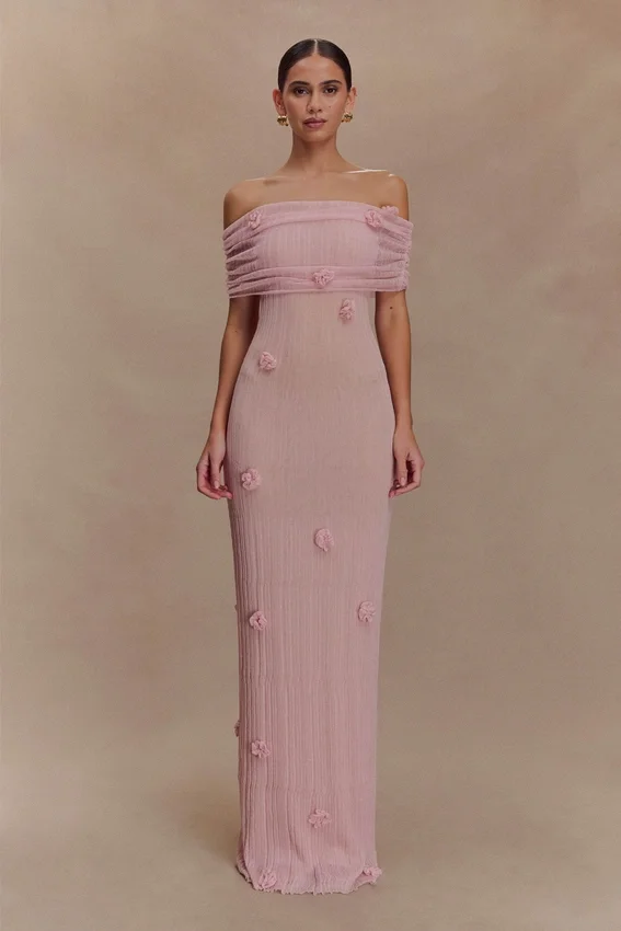 Brynn Orchid Knit Maxi Dress – Pastel Pink Brynn Orchid Knit Maxi Dress – Pastel Pink