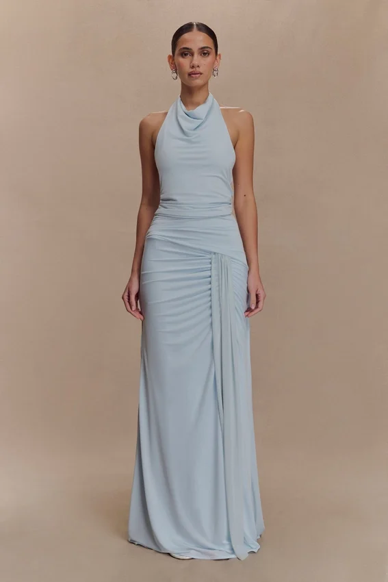 Calandra Slinky Halter Top With Hardware – Pale Blue Calandra Slinky Halter Top With Hardware – Pale Blue