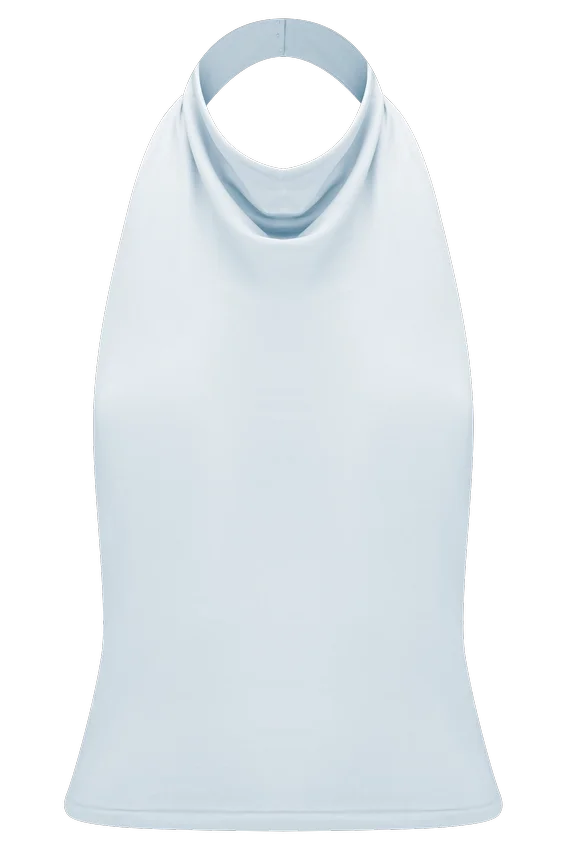 Calandra Slinky Halter Top With Hardware – Pale Blue Calandra Slinky Halter Top With Hardware – Pale Blue
