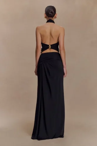 Calandra Slinky Maxi Skirt – Black