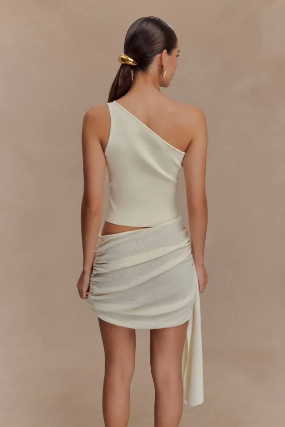 Cali Drape Skirt Knit Mini Dress – Ivory Cali Drape Skirt Knit Mini Dress – Ivory