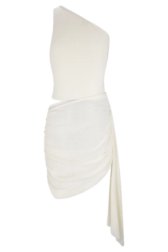 Cali Drape Skirt Knit Mini Dress – Ivory Cali Drape Skirt Knit Mini Dress – Ivory