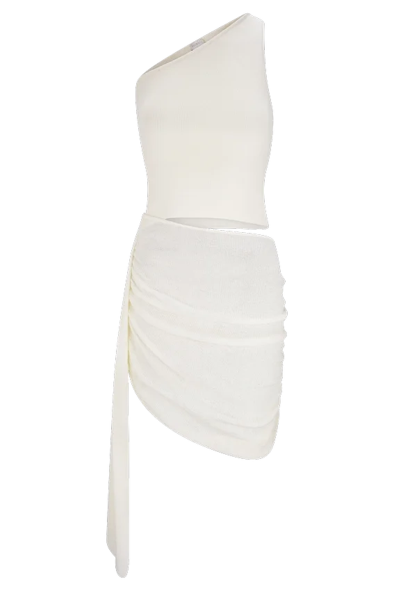 Cali Drape Skirt Knit Mini Dress – Ivory Cali Drape Skirt Knit Mini Dress – Ivory