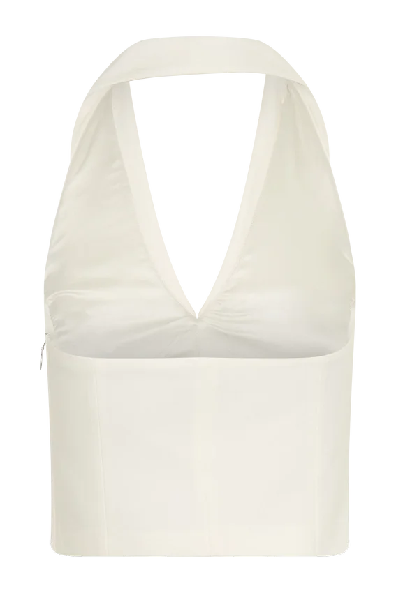 Calla Collared Sleeveless Halter Top – Ivory Calla Collared Sleeveless Halter Top – Ivory