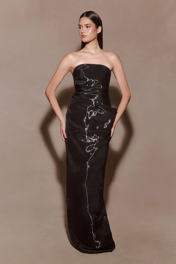 Calliope Strapless Organza Maxi Dress – Black Calliope Strapless Organza Maxi Dress – Black