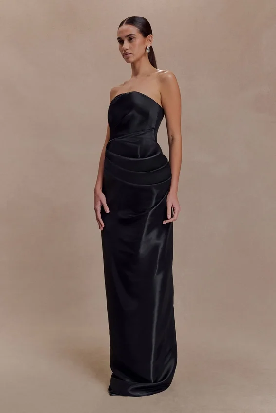 Calliope Strapless Organza Maxi Dress – Black Calliope Strapless Organza Maxi Dress – Black