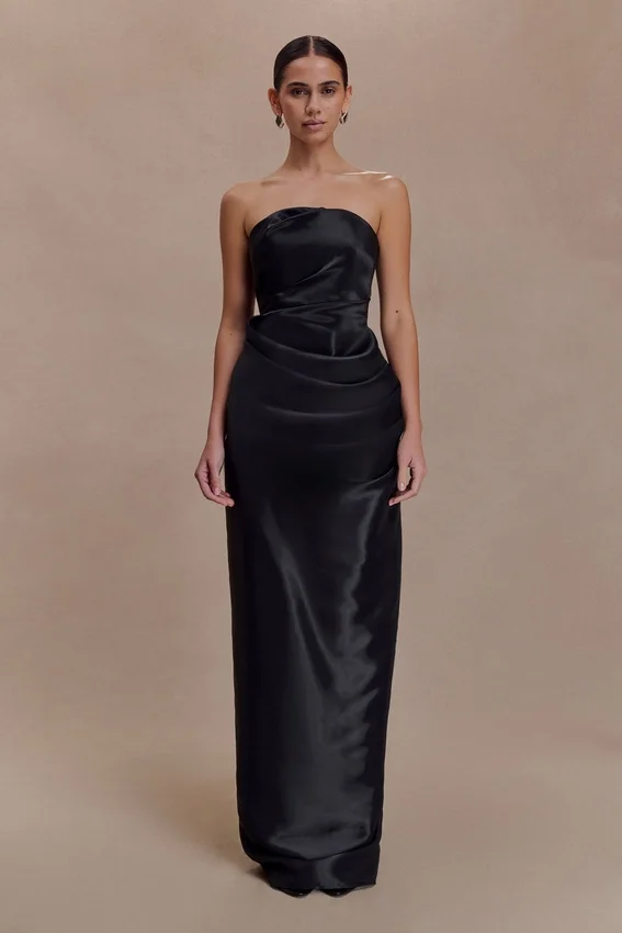 Calliope Strapless Organza Maxi Dress – Black Calliope Strapless Organza Maxi Dress – Black