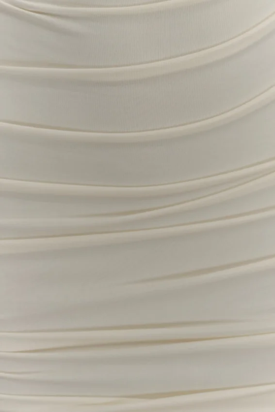 Camila Ruched Halter Midi Dress – Ivory Camila Ruched Halter Midi Dress – Ivory