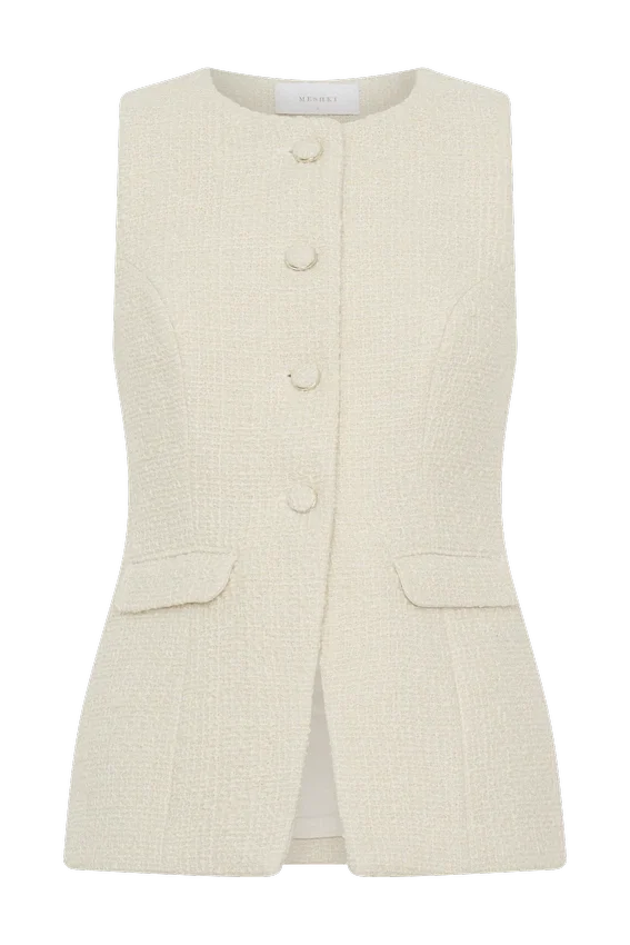 Camilla Boucle Sleeveless Vest – Ivory Camilla Boucle Sleeveless Vest – Ivory