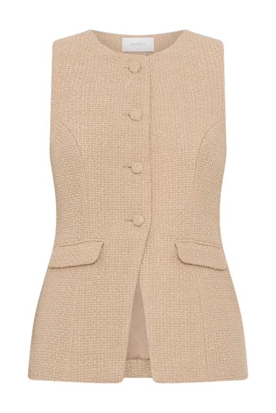Camilla Boucle Sleeveless Vest – Light Taupe Camilla Boucle Sleeveless Vest – Light Taupe