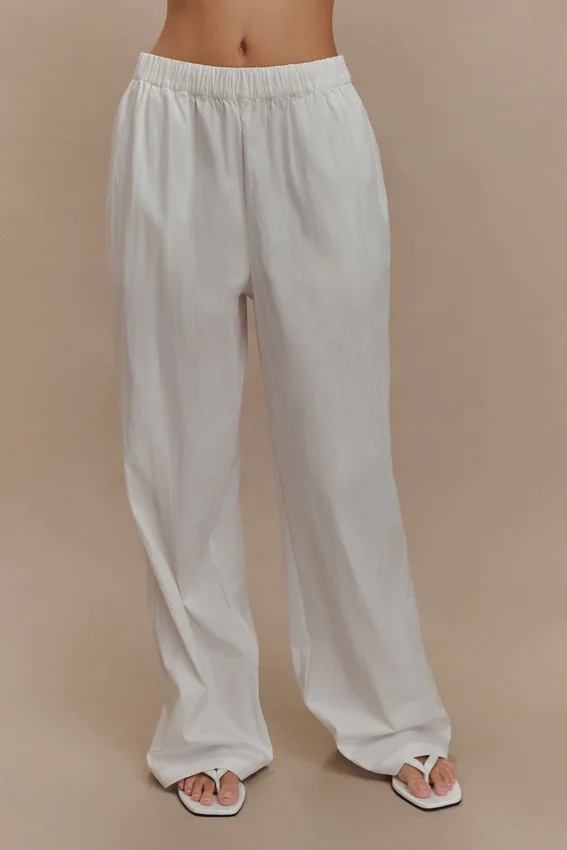 Campbell Cotton Wide Leg Pants – White Campbell Cotton Wide Leg Pants – White