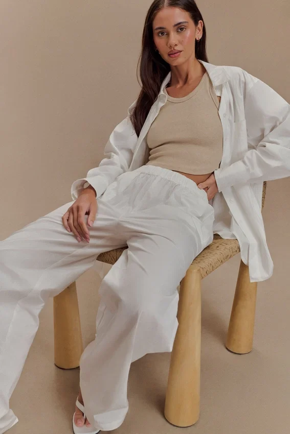 Campbell Cotton Wide Leg Pants – White Campbell Cotton Wide Leg Pants – White