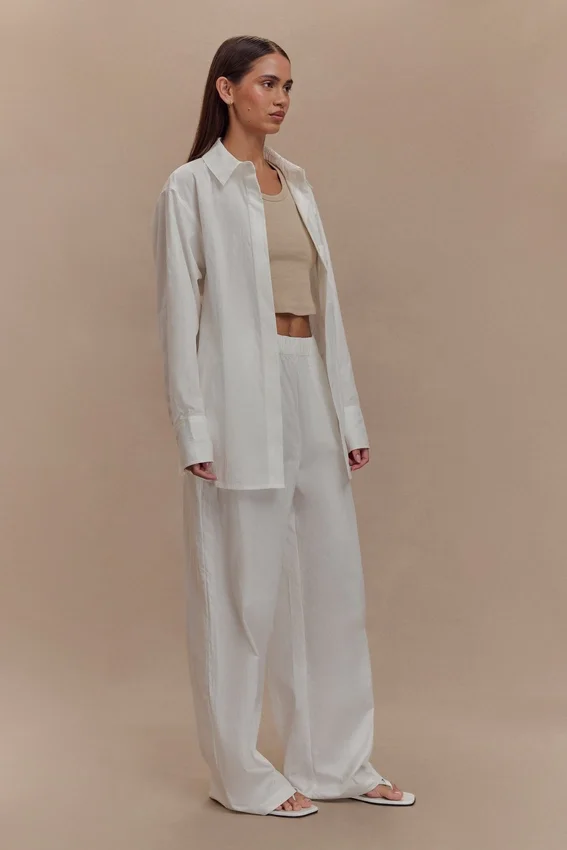 Campbell Cotton Wide Leg Pants – White Campbell Cotton Wide Leg Pants – White