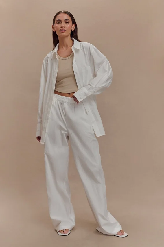 Campbell Cotton Wide Leg Pants – White Campbell Cotton Wide Leg Pants – White
