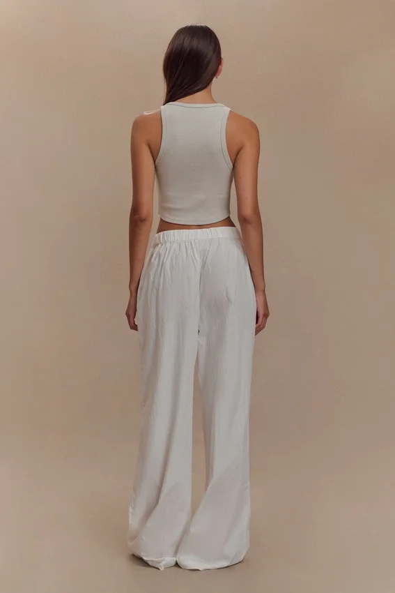 Campbell Cotton Wide Leg Pants – White Campbell Cotton Wide Leg Pants – White