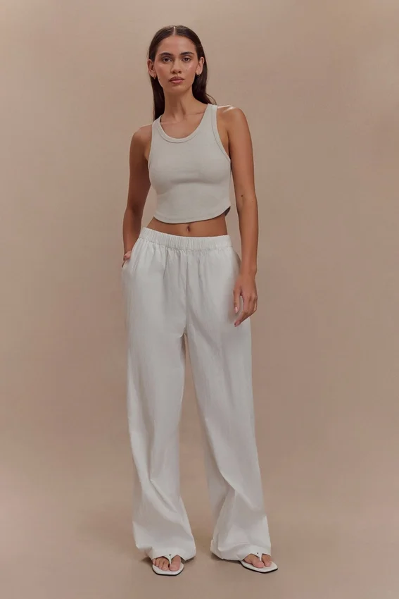 Campbell Cotton Wide Leg Pants – White Campbell Cotton Wide Leg Pants – White