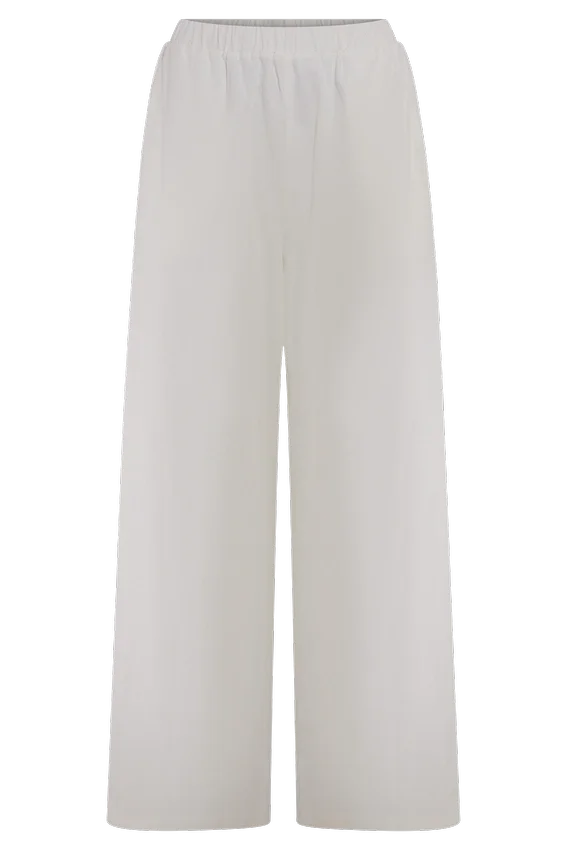 Campbell Cotton Wide Leg Pants – White Campbell Cotton Wide Leg Pants – White