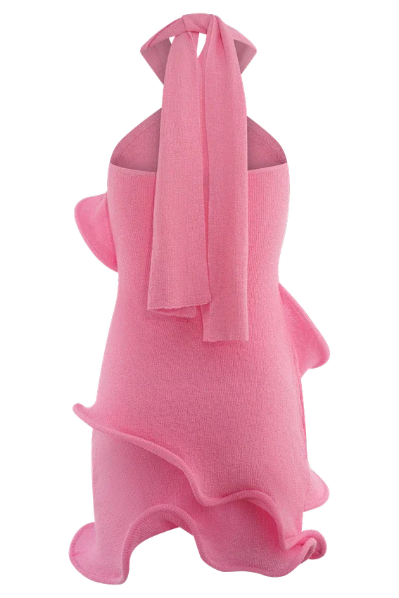 Caprice Halter Knit Mini Dress – Bubblegum Pink Caprice Halter Knit Mini Dress – Bubblegum Pink