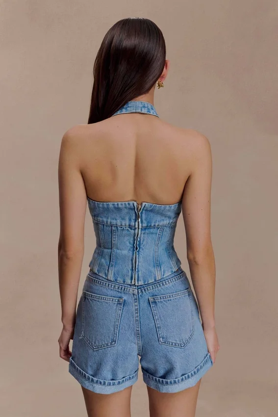Carlene Cuffed Denim Shorts – Classic Blue Carlene Cuffed Denim Shorts – Classic Blue