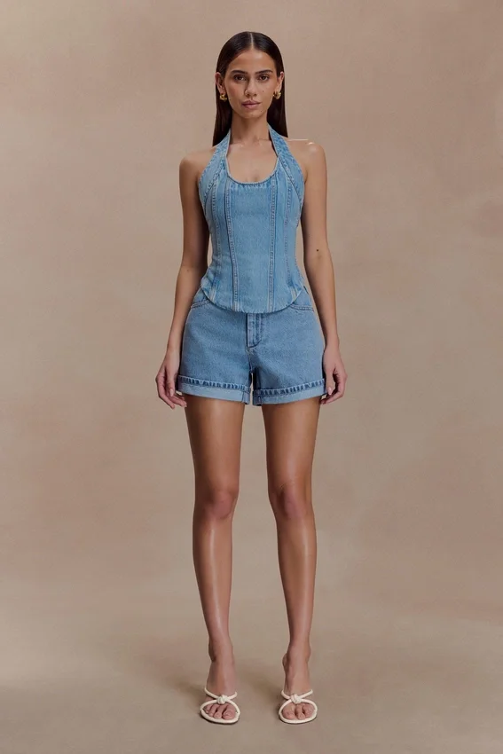 Carlene Cuffed Denim Shorts – Classic Blue Carlene Cuffed Denim Shorts – Classic Blue