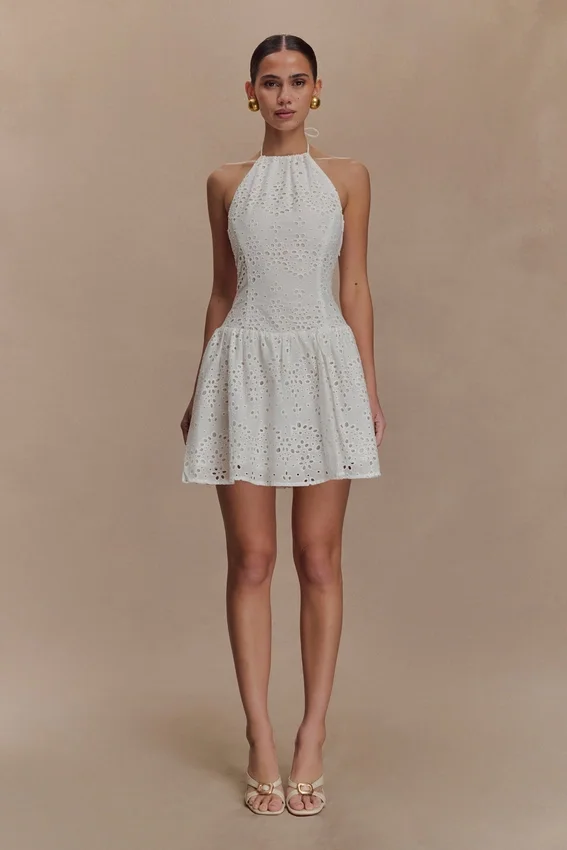 Carlina Broderie Mini Dress – White Carlina Broderie Mini Dress – White