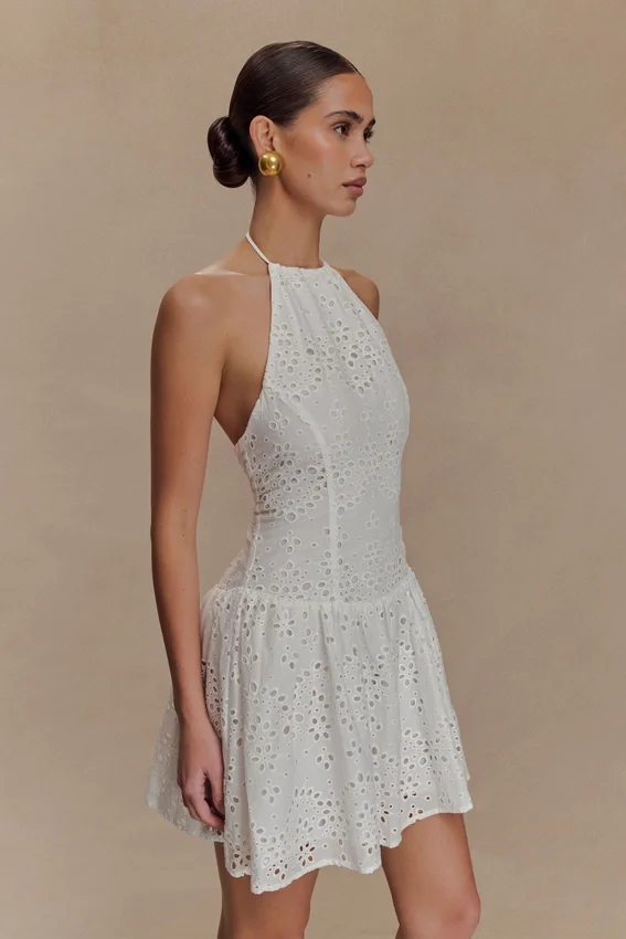 Carlina Broderie Mini Dress – White Carlina Broderie Mini Dress – White
