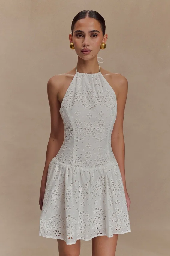 Carlina Broderie Mini Dress – White Carlina Broderie Mini Dress – White