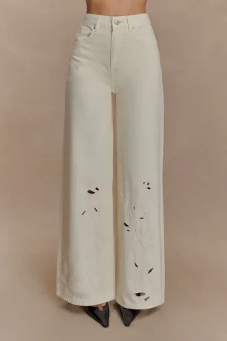Carmella Embroided Jeans – Ecru Carmella Embroided Jeans – Ecru