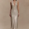 Carnation Sequin Halter Midi Dress – Gold Carnation Sequin Halter Midi Dress – Gold