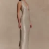 Carnation Sequin Halter Midi Dress – Gold Carnation Sequin Halter Midi Dress – Gold