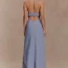 Carolyn Linen Bubble Maxi Dress – Misty Blue Carolyn Linen Bubble Maxi Dress – Misty Blue
